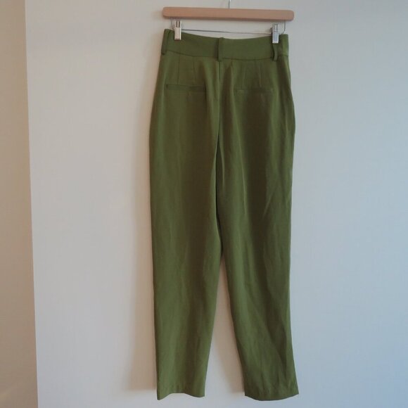 JASON WU High Rise Pleated Crepe Pants in Khaki Green Minimalist - Size US 2 - Picture 8 of 13